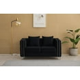 thumbnail image 4 of Hybition Velvet Sofa Modern Loveseat with Button-Tufted & Metal Legs Black, 4 of 9