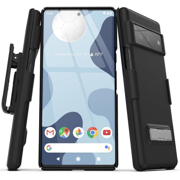 Encased Slimline Designed for Google Pixel 6 Belt Clip Case with Kickstand (2021) Ultra Thin Case with Holster (Black)