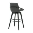 thumbnail image 4 of Baylor 30" Gray Faux Leather and Black Wood Swivel Bar Stool, 4 of 7