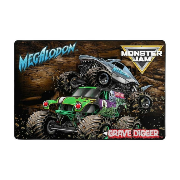Monster Trucks-Jam Area Rugs 36 x 24 in Washable Cover Floor Mat Memory Foam Carpet Non-Slip Indoor Rug Carpet Bathroom Decor Kitchen Bedroom