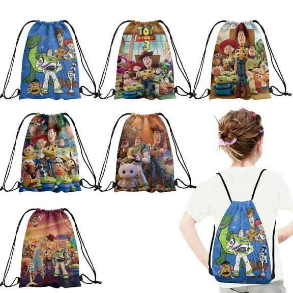 12 Pcs Cartoon Story Candy Drawstring Bag Drawstring Goodie Favor Bags for Boys and Girls Birthday Party Decorations 27x34cm