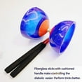 thumbnail image 3 of Five Bearings Chinese Yoyo 5\u201d Diabolo Toy with Fiberglass Diablo Sticks & String with Drawstring Bag (Translucent Blue), 3 of 7