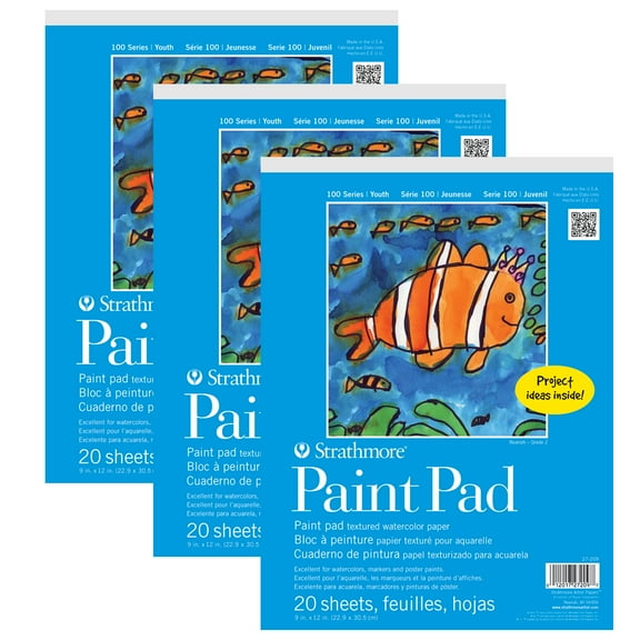 Strathmore 100 Series Paint Pad, 20 Sheet, 9x12 inch, Pack of 3