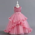 thumbnail image 2 of Gvdentm Easter Dress for Big Kids Girl Party Dress Sparkly Sequin Tulle Princess Birthday Party Prom Outfit Sneaker Ball Gown Dress for Girls,Pink,4-5 Years, 2 of 4
