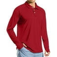 thumbnail image 4 of Resicozy Mens Fashion Polo Shirts Classic Long Sleeve Quick Dry Basic Button Tees Stylish Tops Golf Shirt Red 3XL, 4 of 7
