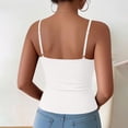 thumbnail image 4 of Womens Ribbed Solid Color Adjustable Camisole Sleeveless V Neck Spaghetti Strap Tank Tops Basic Shirt Built in Bra White, 4 of 5