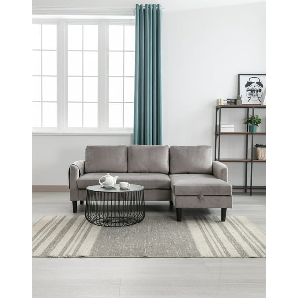 Luccalily Sectional Sofa with Storage Reversible Chaise Lounge, L