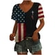thumbnail image 1 of Tops Cortos para las Mujeres Día de la Independencia Patriótica Impreso Cuello en V, Manga Corta Top Casual para Diario, Fiesta Y Todas las Estaciones, 1 of 5