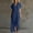 Navy women's collared maxi dress a1, variant on Women's Collared Short Sleeve Button Down Flowy Maxi Dress Solid Boho Beach Vacation Long Dresses, Navy M