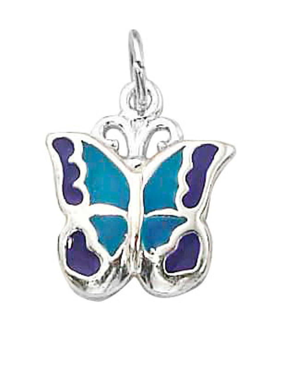 Snake or Ball Chain Necklace Sterling Silver Plated Finish Small Enameled Butterfly Pendant on a Sterling Silver Cable Snake or Ball Chain Necklace Sterling Silver Plated Finish Small Enameled Butterfly Pendant on a Sterling Silver Cable