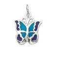 thumbnail image 1 of Sterling Silver 24" 1mm Box Chain Enameled Blue Purple Butterfly Pendant Necklace, 1 of 2
