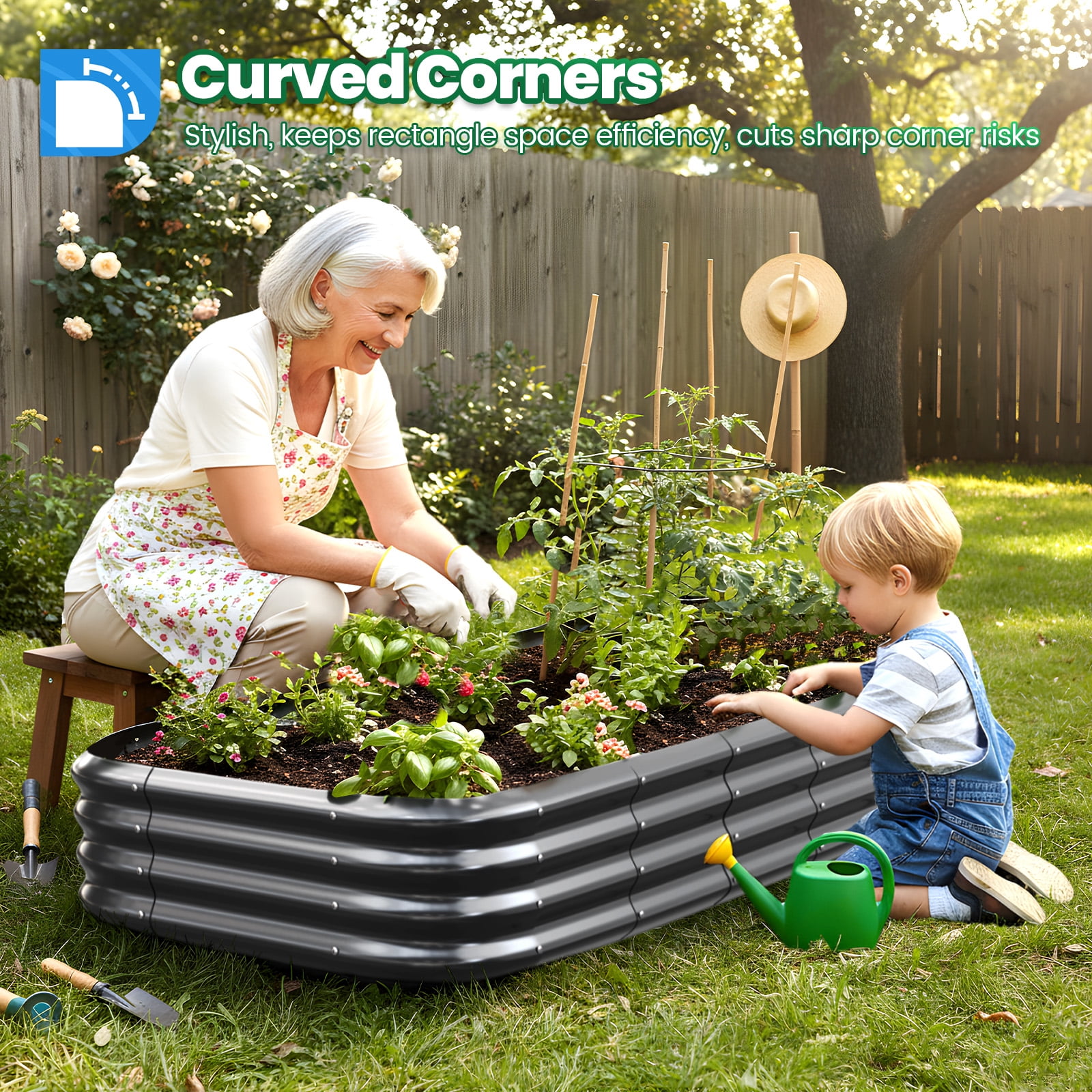 Quictent 6x3x1ft Steel Elevated Raised Garden Bed Kit, Large Gray Outdoor Planting Box