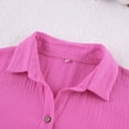 thumbnail image 4 of Pajamas for women 2022 Autumn European And American Shirt Crepe Cotton Pajamas Can Wear Trousers Loose Two-piece Ladies' Household Clothing Hotpink S, 4 of 9