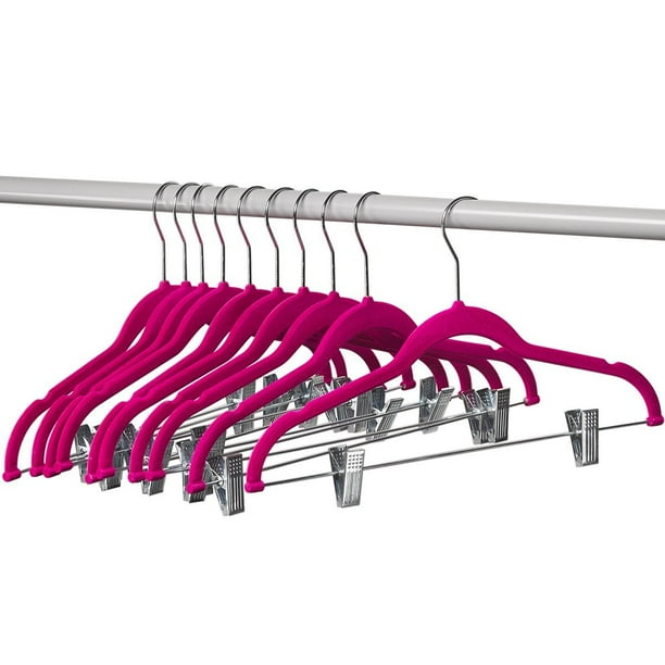 Homeit 10 Pack Clothes Hangers with clips Gray Velvet Hangers use for