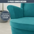 thumbnail image 4 of CHUNTIAN Stretch Wingback Chair Covers, 2 Piece Wing Chair Slipcovers Soft Velvet Armchair Covers with Elastic Bottom for Living Room Bedroom (Turquoise), 4 of 5