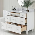 thumbnail image 2 of ARIEL Monroe 48 Inch Single Oval Sink Bathroom Vanity With Carrara White Quartz Countertop 1.5 Inch Edge In White, 2 of 7