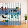 thumbnail image 2 of Rustic Lake Cabin Shower Curtain Relax Inspirational Quotes Motivation Words Vintage Wooden Board Barn Door Plank Farmhouse Country Lodge Camping Decor Fabric Bath Curtain with Hook, 2 of 3