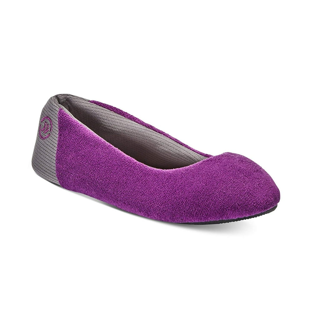 isotoner signature terry ballet flat slippers with satin bow