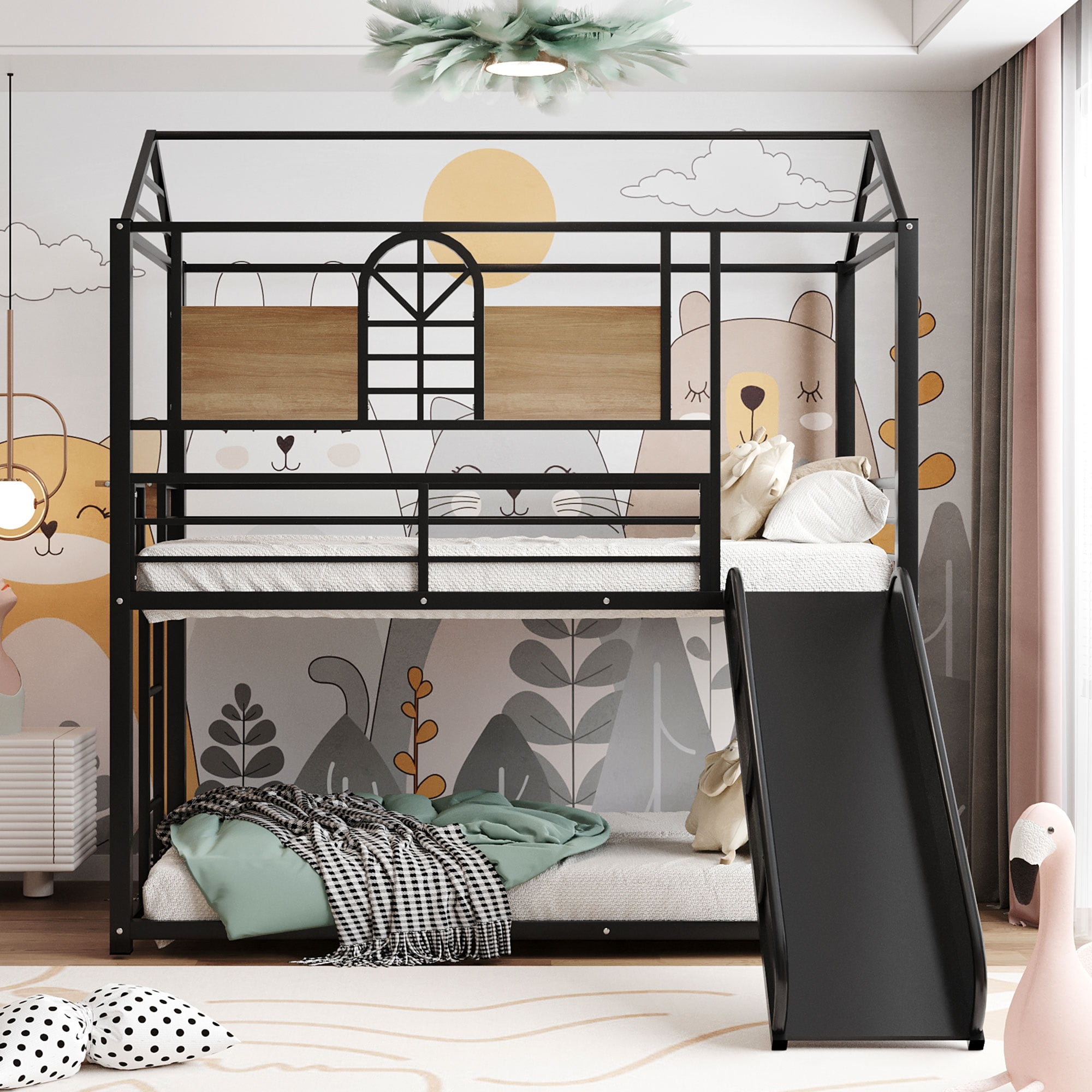 Oaktree Twin Over Bunk Beds With, Novelty Bunk Beds
