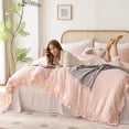 thumbnail image 2 of Juego de ropa de cama JANZAA Blush Ruffle 3 piezas King Polyester, 2 of 9