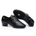 thumbnail image 6 of KELINFONG Mens Ballroom Dance Shoes Black Leather Sole Tango Salsa Latin Character Shoes, 6 of 7