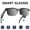 Black (no card insertable), variant on 2-in-1 wireless audio glasses, stereo headset, lightweight, volume buttons, built-in condenser mic, USB rechargeable, for office, music, hands-free calls, unisex.
