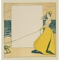 thumbnail image 2 of Anonymous 15x15 Gold Ornate Wood Frame and Double Matted Museum Art Print Titled - Woman Walking a Dog on the Beach (1893 - 1897), 2 of 4