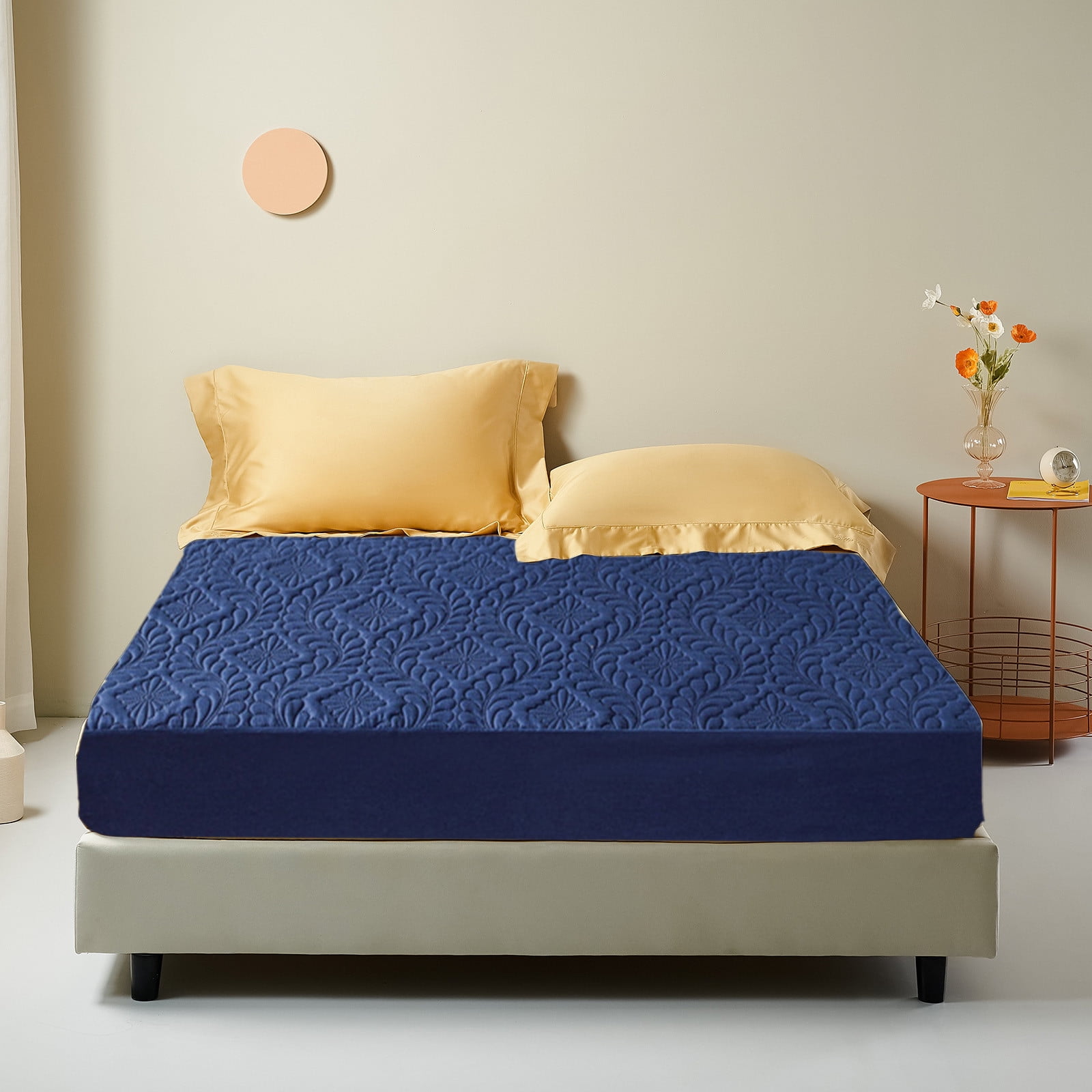 Waterproof Mattress Protector Laminated Bed Cover 6.6Ft x 6.6Ft, Watertight Breathable Hypoallergenic Easy Clean Mattress Encasement, Bedroom Home Bedding Guest Room Hotel Bed Hat Mattress Cover