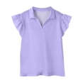 thumbnail image 6 of Abcomgle Girls Ruffle Short Sleeve Polo Shirts V-Neck Collared Girls Golf Shirt Quick Dry Athletic Workout Girls Uniform Shirts, 6 of 6