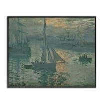 Stupell Industries Classic Monet Marine Sunrise Transportation Painting Black Framed Art Print Wall Art, 14 x 11