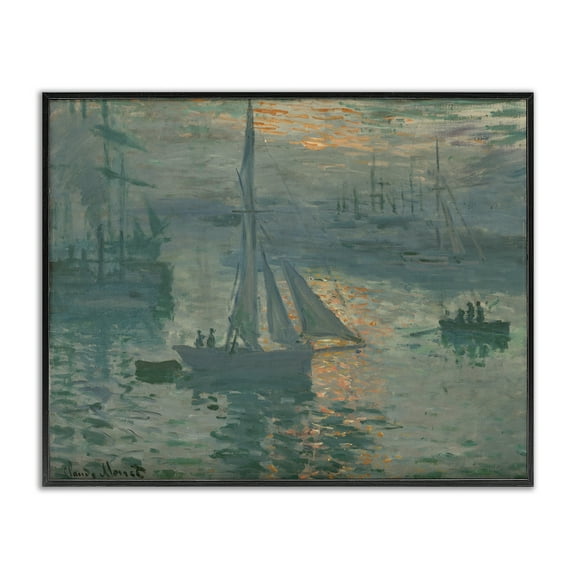 Stupell Industries Classic Monet Marine Sunrise Transportation Painting Black Framed Art Print Wall Art, 14 x 11