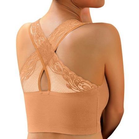 

nsendm Women Sexy Underwear Bra Plus Size Back Lace Vests Lingerie No Underwire Sexy Underwear Bra Mom Bra Underwear Khaki Medium