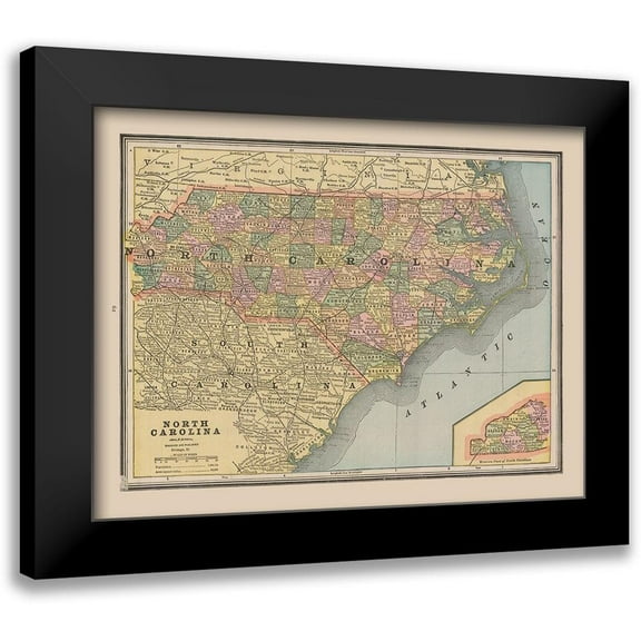 Cram 14x12 Black Modern Framed Museum Art Print Titled - North Carolina, United States - Cram 1888