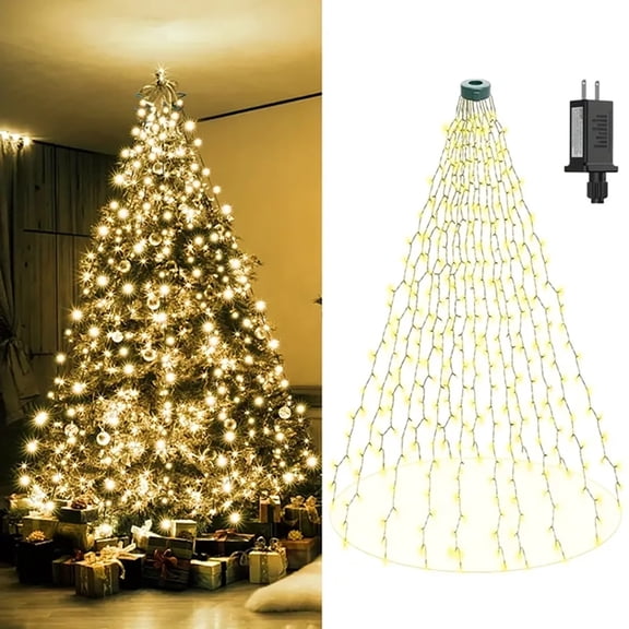 Christmas Tree Waterfall Lights, Outdoor,, 8 Lighting Modes, LED String Lights