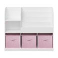 thumbnail image 4 of Tcbosik Bookshelf with 3 Collapsible Fabric Drawers, Bookcase with Open Shelves, Display Rack for Small Space, Storage Organizer for Bedroom, Hallway, Living Room, White+Pink, 4 of 9