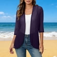 thumbnail image 2 of yoeyez Women Casual 3/4 Sleeve Cardigan Lightweight Chiffon Open Front Cardigans Elegant Dressy Sheer Shrugs for Dresses Purple,XXL, 2 of 7