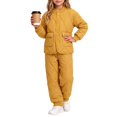 thumbnail image 4 of Afuyipoi Toddler Girls Fall Winter Fleece Lined Quilted Jacket Set Warm Top for Outdoor Play Yellow Size 3T, 4 of 5