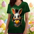 thumbnail image 2 of YOIAVAIOY Easter Shirts for Women Plus Size Funny Bunny Eggs Graphic Tee Shirts Spring Fashion 3/4 Sleeve Holiday Casual Tops, 2 of 7