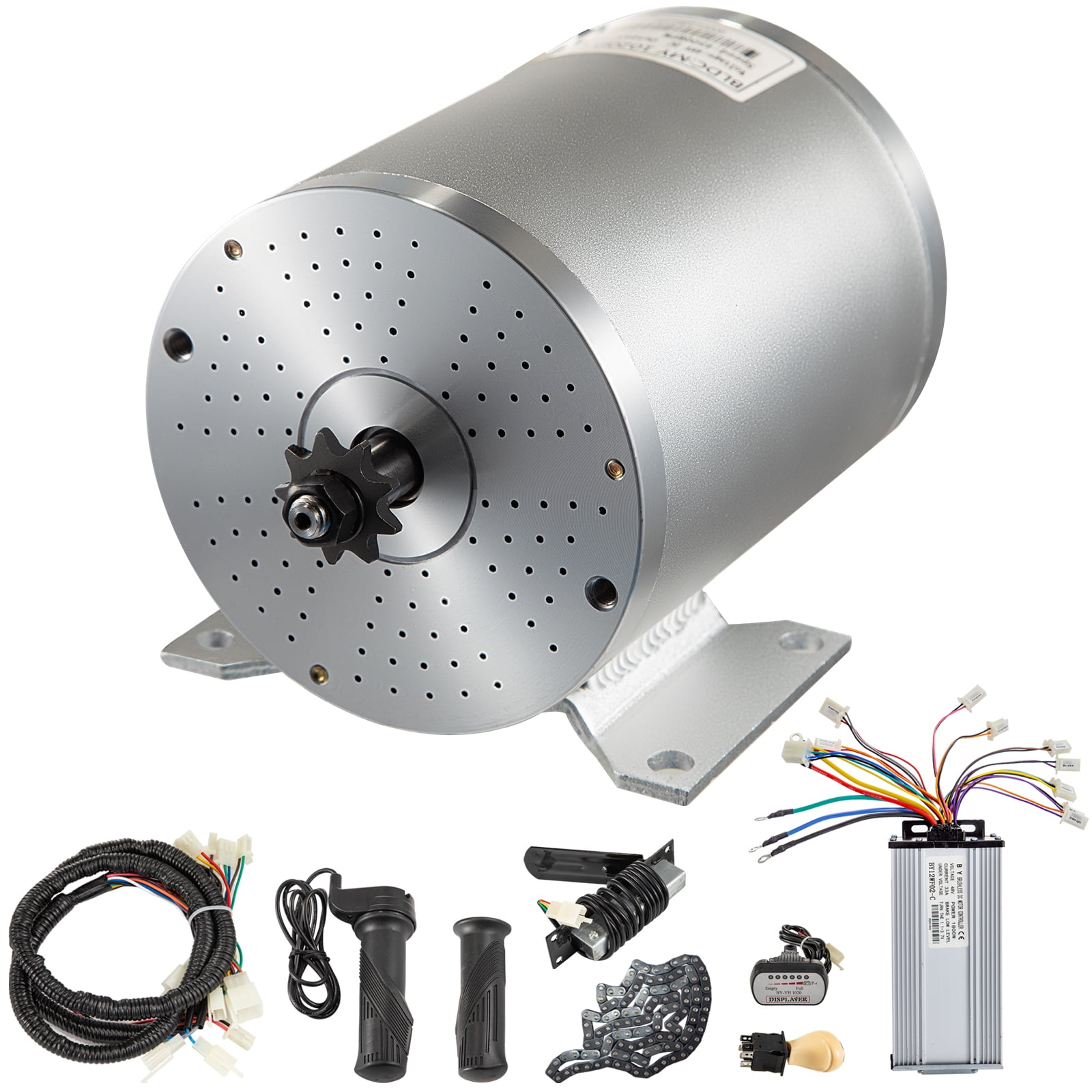 VEVOR Electric Brushless DC Motor,72V 3000W Brushless Electric Motor,4900RPM Brushless Motor Kit,w/Controller and Throttle Grip for Electric Scooter E Bike Engine Motorcycle DIY Part Conversion Kit
