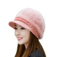 thumbnail image 2 of Womens Winter Beanie Hat Faux Rabbit Fur Warm Knitted Slouchy Wool Hats Cap with Visor, 2 of 3