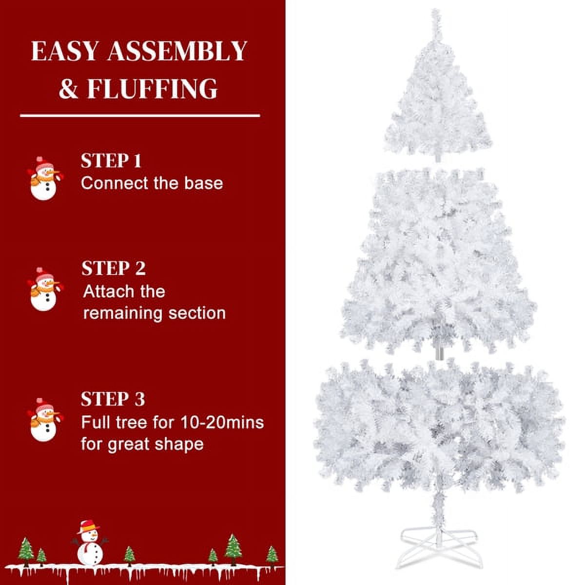 7FT White Artificial Christmas Tree - Superior PVC, Iron Base, Durable Design, Holiday Centerpiece for Home/Living Room/Modern Decor