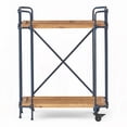 thumbnail image 3 of Mobile Bar Cart with Recessed Shelves & Cross-Back Motif|2 Shelves|Antique Black, 3 of 11