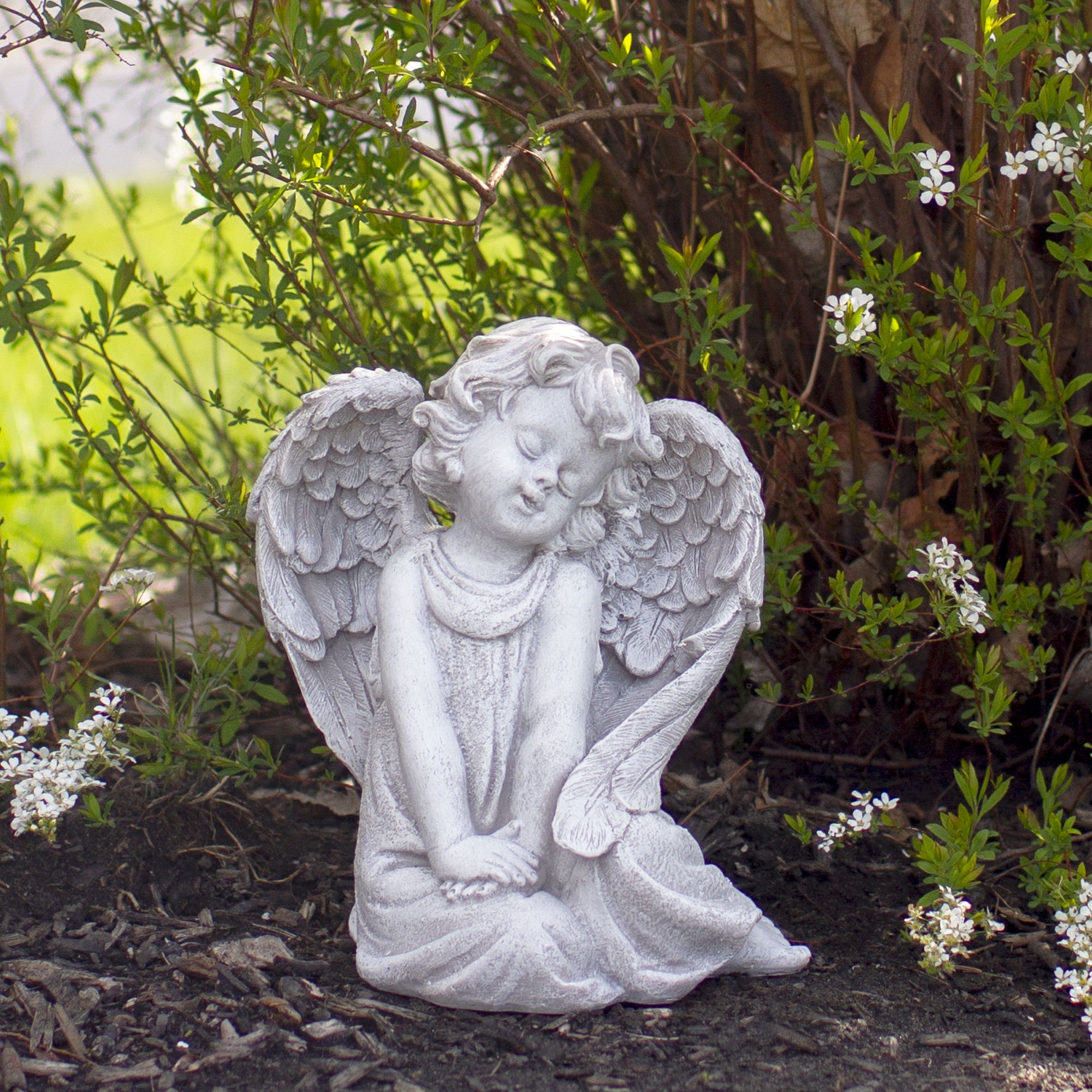 Northlight 8.75" Gray Sitting  Angel with Wings Outdoor Garden Statue - image 2 of 5