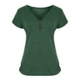 thumbnail image 5 of Pejock Women's Zip Short Sleeve Lightweight Sweatshirts Solid Hedging Blouses Shirts Tops Green 3XL (US Size:14), 5 of 5