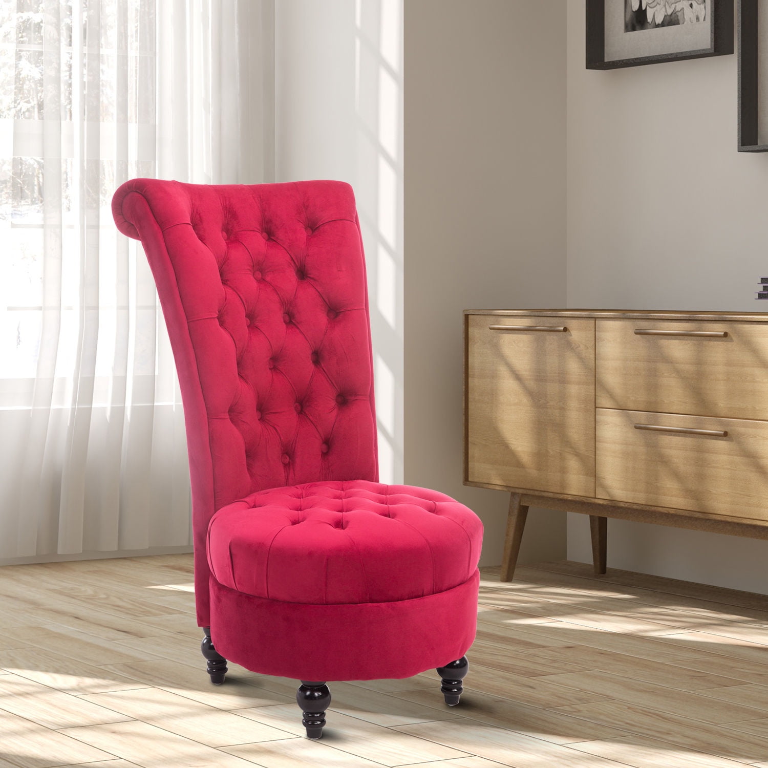 Homcom Tufted High Back Velvet Accent Chair Com