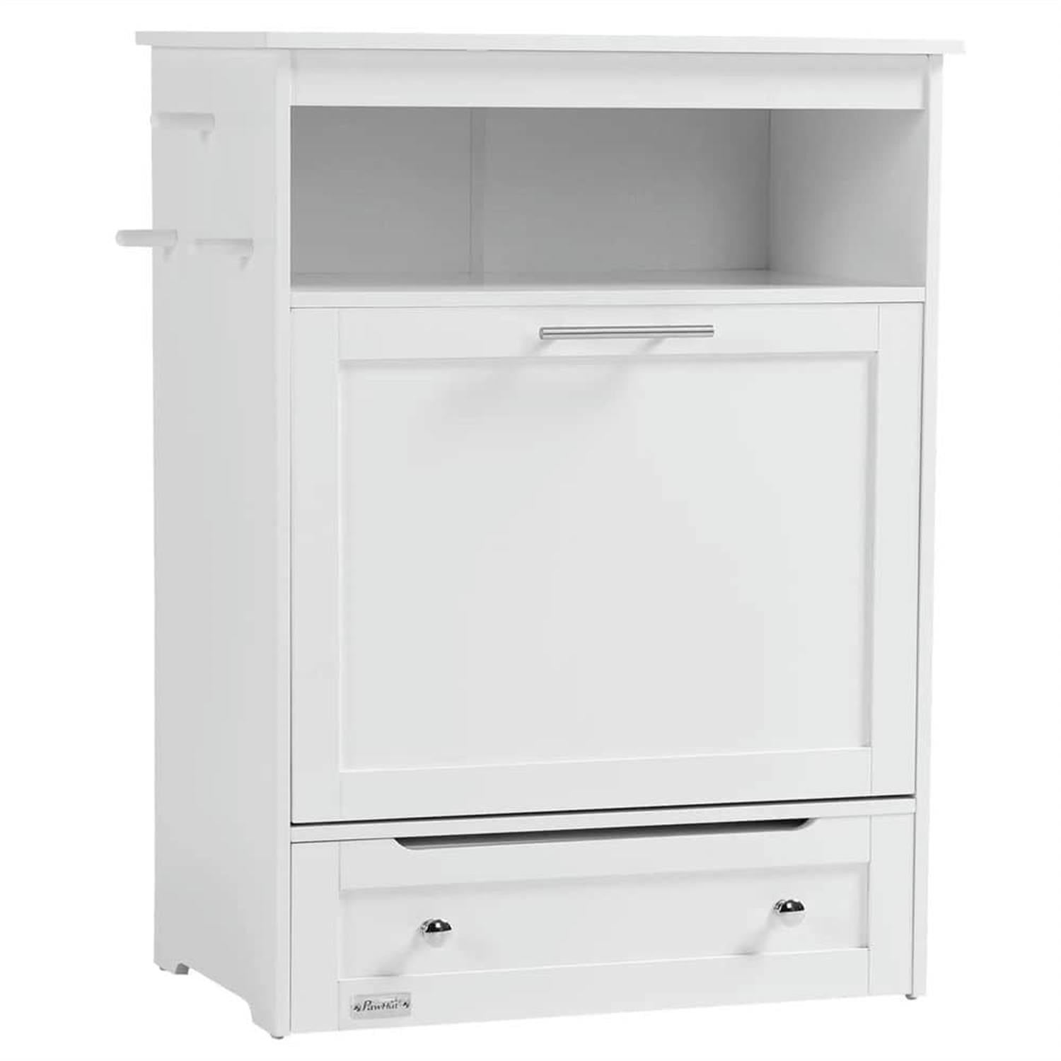 Kadyn Pet Feeder Station Cabinet for Indoor Dogs, Large Dog Food Storage Container with Elevated Bowls, Watering Station, White