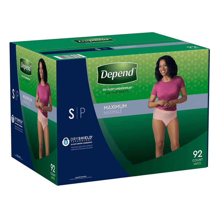 Depend Fit-Flex Incontinence & Postpartum Underwear for Women Small Size 
