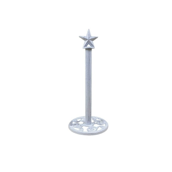 HANDCRAFTED NAUTICAL D√âCOR Whitewashed Cast Iron Texas Star Bathroom Extra Toilet Paper Stand 16"