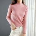 thumbnail image 2 of Fgnfyis Elegant Turtleneck Sweater for Women Slim Fit Long Sleeve Knit Pullover Soft andWarm Winter Top Ideal for Casual Wear andLayering Pink L, 2 of 3