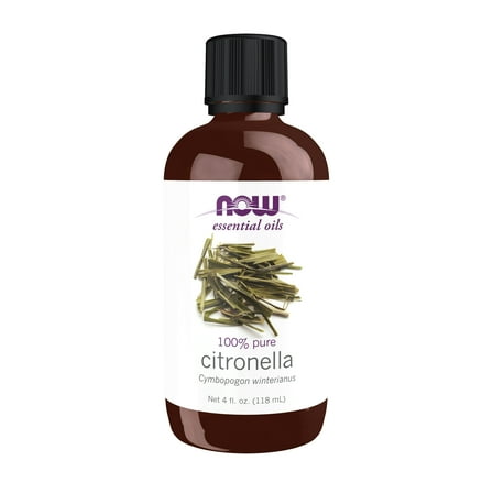 NOW Essential Oils, Citronella Oil, Freshening Aromatherapy Scent, Steam Distilled, 100% Pure, Vegan, Child Resistant Cap, 4-Ounce